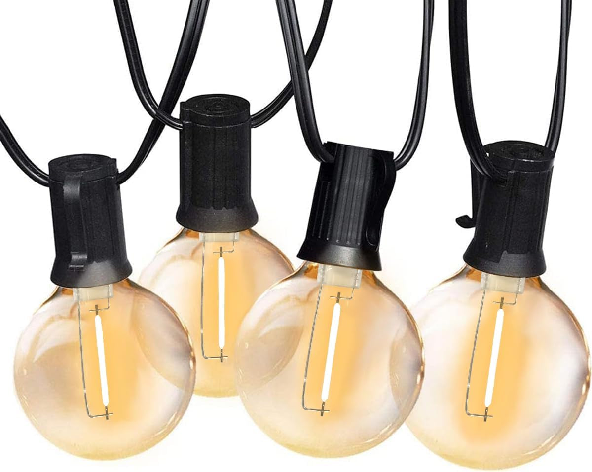 Outdoor String Lights, 97FT Patio Lights with 49 G40 Shatterproof LED Bulbs(1 Spare), Waterproof Lights String for outside Backyard, Porch, Bistro, Party, Camping, Garden Gathering